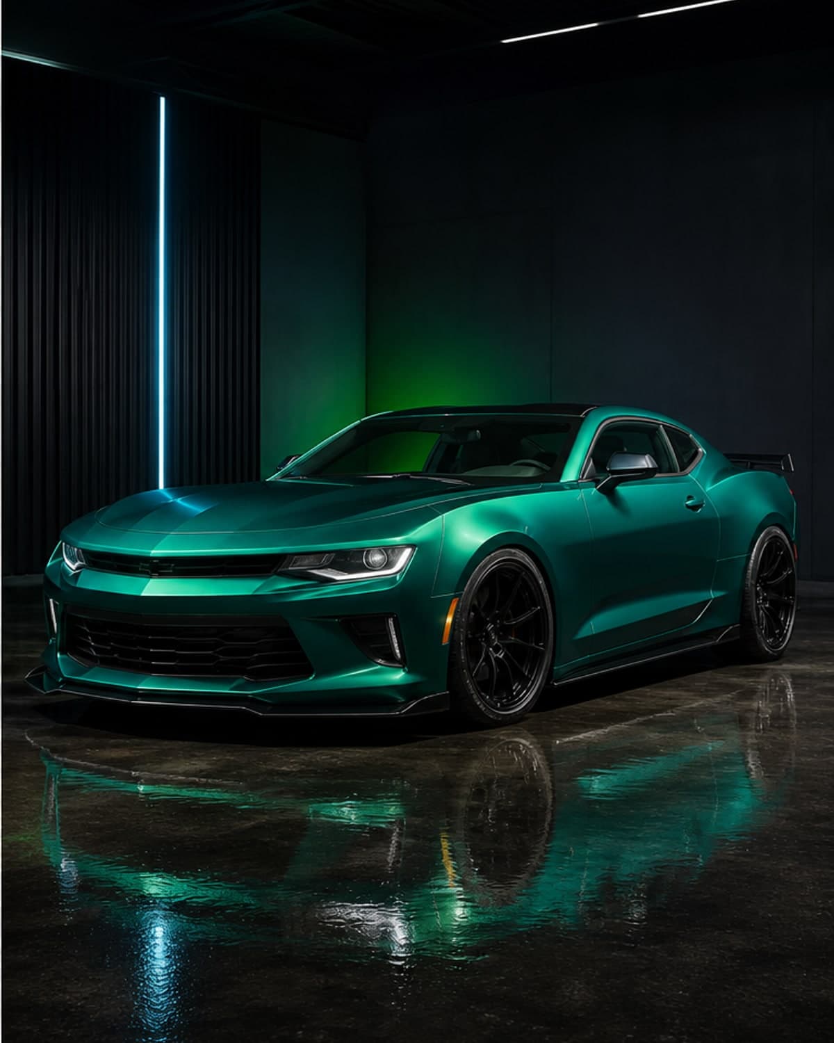 AI modified car preview with new color and wheels